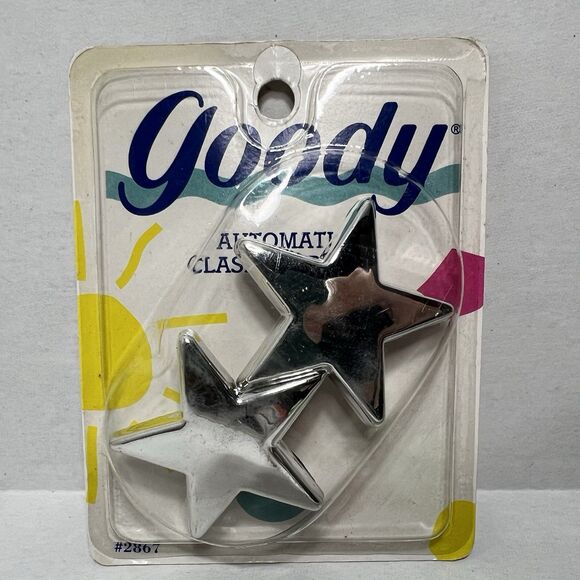 Goody Vintage Automatic Clasp Barrette Silver Stars 1989 Hair NOS 2867 - Picture 1 of 8
